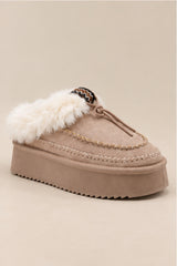 Bonnie Faux Fur Platform Slippers – Taupe