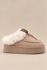Bonnie Faux Fur Platform Slippers – Taupe