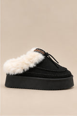 Bonnie Faux Fur Platform Slippers – Black
