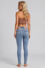 Adele Knitted Sweetheart Bandeau Top - Camel