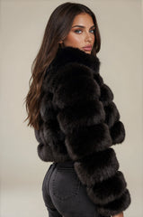 Clara Faux Fur Hooded Cropped Jacket – Black
