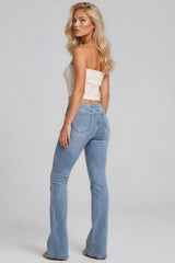 Remi Distressed Flared Jeans - Light Wash Denim