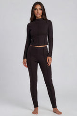 Katalina Ribbed Exposed Seam Co-Ord Set - Black
