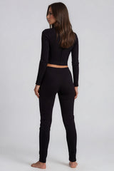 Katalina Ribbed Exposed Seam Co-Ord Set - Black