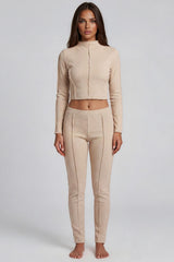 Katalina Ribbed Exposed Seam Co-Ord Set - Beige