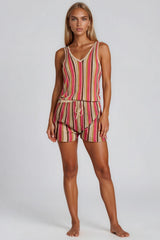 Alia Striped Shimmer Playsuit - Pink