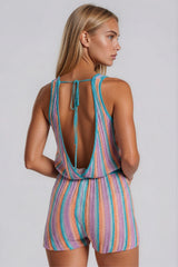 Alia Striped Shimmer Playsuit - Blue