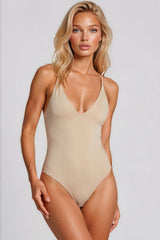 Rebecca Cross Back Bodysuit - Beige