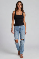 Vada Ripped Mom Jeans - Light Wash Blue