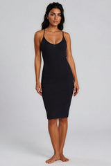 Leyla Ribbed Midi Dress - Black