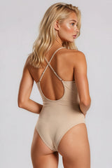 Rebecca Cross Back Bodysuit - Beige