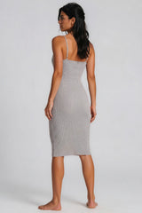 Leyla Ribbed Midi Dress - Grey