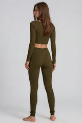 Brooke Square Neck Rib 2 Piece Co-Ord Set – Khaki