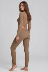 Brooke Square Neck Rib 2 Piece Co-Ord Set – Taupe