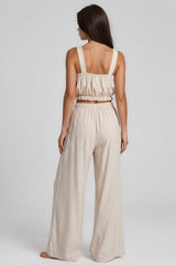 Hazel Textured Wide Leg Co-Ord Set - Beige