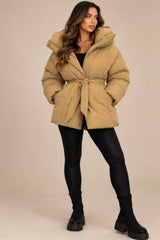 Talya Quilted Padded Puffer Jacket – Camel