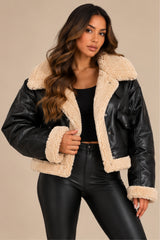 Chris Wang Cropped Aviator Jacket – Black