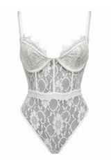 Clarissa Floral Lace Bodysuit - White