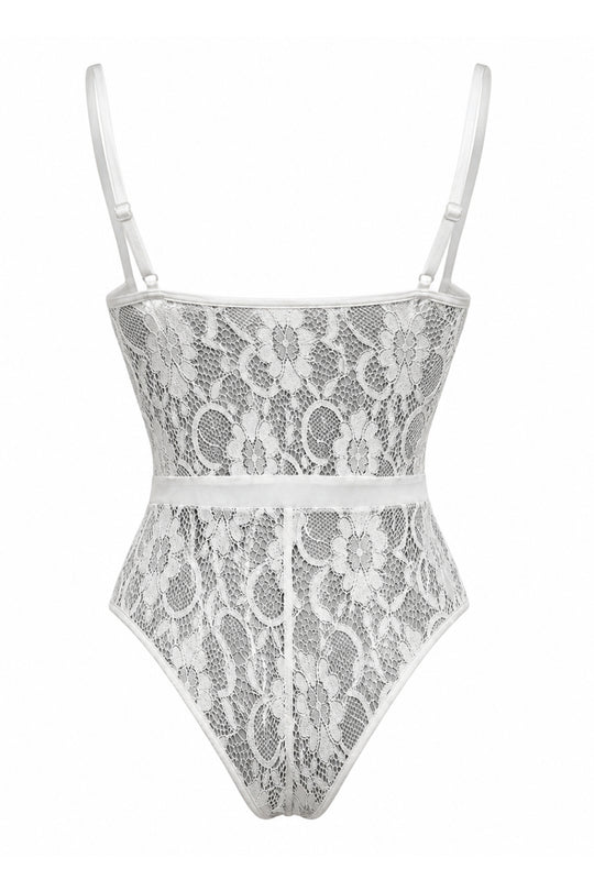 Clarissa Floral Lace Bodysuit - White