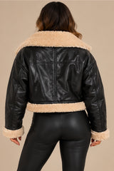 Chris Wang Cropped Aviator Jacket – Black