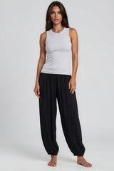 Lily Crinkle Balloon Leg Trousers - Black