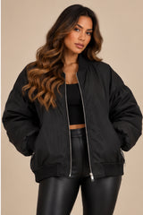 Ada Oversized Bomber Jacket – Black