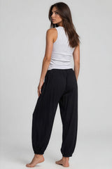 Lily Crinkle Balloon Leg Trousers - Black