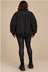 Ada Oversized Bomber Jacket – Black