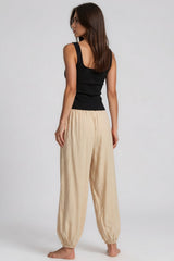 Lily Crinkle Balloon Leg Trousers - Beige