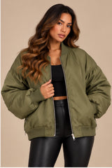 Ada Oversized Bomber Jacket – Khaki