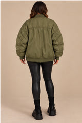 Ada Oversized Bomber Jacket – Khaki