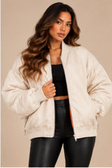 Ada Oversized Bomber Jacket – Cream