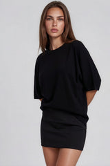 Tammy Batwing Oversized Soft Touch Top – Black