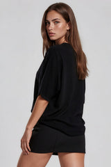 Tammy Batwing Oversized Soft Touch Top – Black