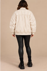 Ada Oversized Bomber Jacket – Cream