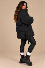 Alaiya Side Zip Padded Puffer Coat – Black