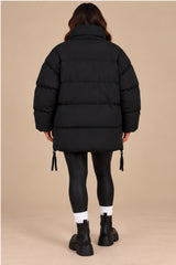 Alaiya Side Zip Padded Puffer Coat – Black
