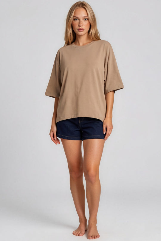 Tammy Batwing Oversized Soft Touch Top – Mocha