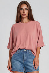 Tammy Batwing Oversized Soft Touch Top – Dusty Pink