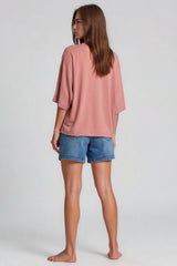 Tammy Batwing Oversized Soft Touch Top – Dusty Pink
