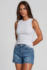 Charlotte High Waisted Stretch Denim Shorts - Light Wash