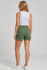 Charlotte High Waisted Stretch Denim Shorts - Khaki