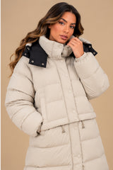 Arabella 2-in-1 Convertible Longline Puffer Coat – Beige
