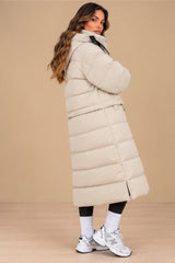 Arabella 2-in-1 Convertible Longline Puffer Coat – Beige
