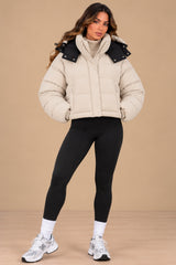 Arabella 2-in-1 Convertible Longline Puffer Coat – Beige