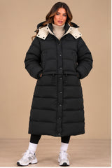 Arabella 2-in-1 Convertible Longline Puffer Coat – Black