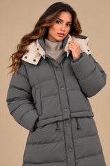 Arabella 2-in-1 Convertible Longline Puffer Coat – Grey
