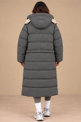 Arabella 2-in-1 Convertible Longline Puffer Coat – Grey