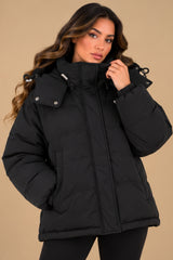 Nova Hooded Oversized Padded Puffer Jacket – Black