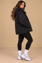 Nova Hooded Oversized Padded Puffer Jacket – Black